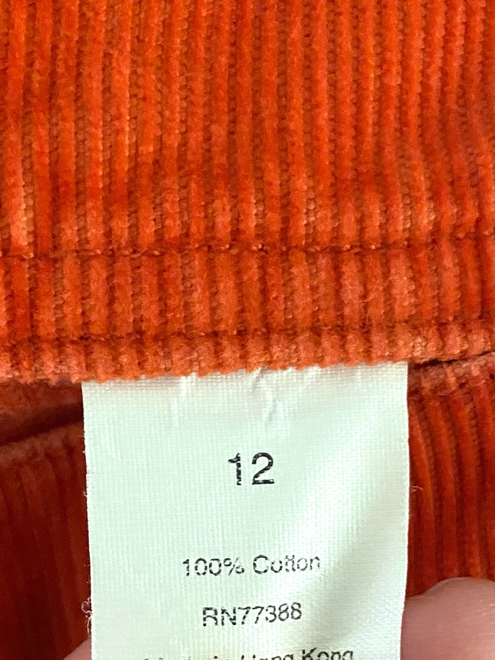 J. Crew Bright Orange Corduroy Pants with bumblebee embroidery. Size 12. - Picture 3 of 9